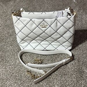kate spade White Quilted Leather Shoulder Bag with Gold Hardware